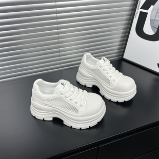 大头休闲百搭松糕鞋 女2026新款 小个子7cm厚底轻便网面透气小白鞋