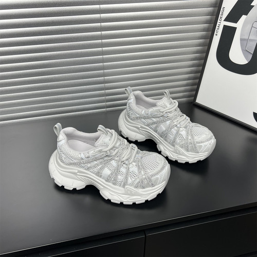 单网透气绑带厚底增高休闲鞋潮