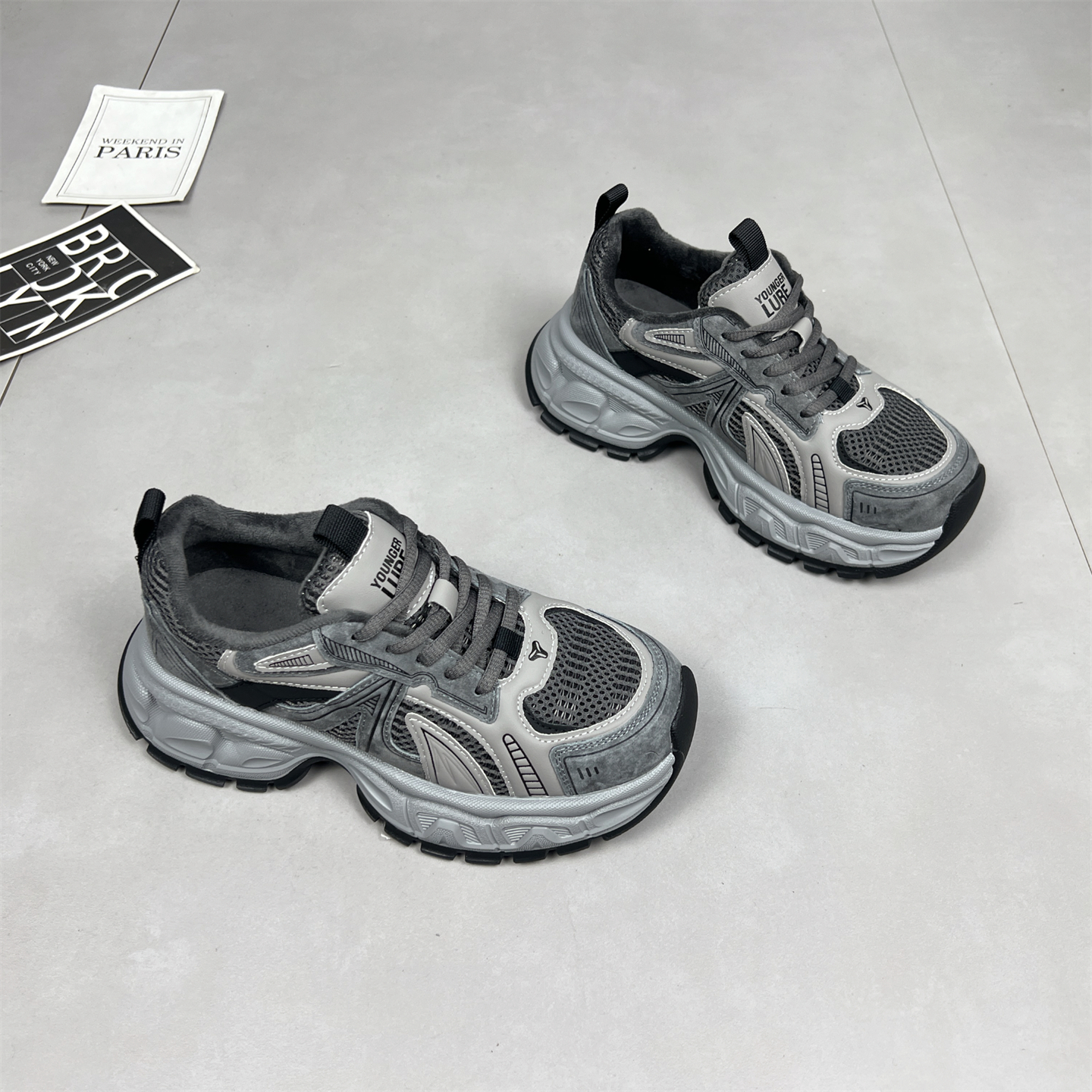 加绒真皮厚底老爹鞋女2025冬季