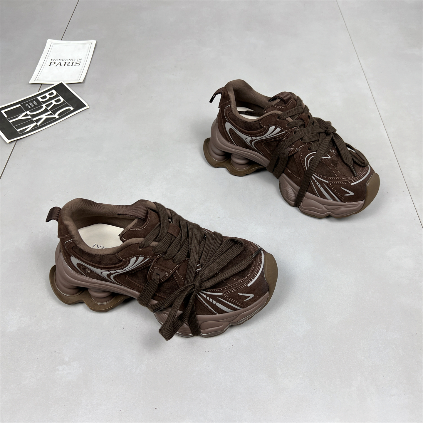 弹簧厚底增高松糕鞋系带休闲鞋