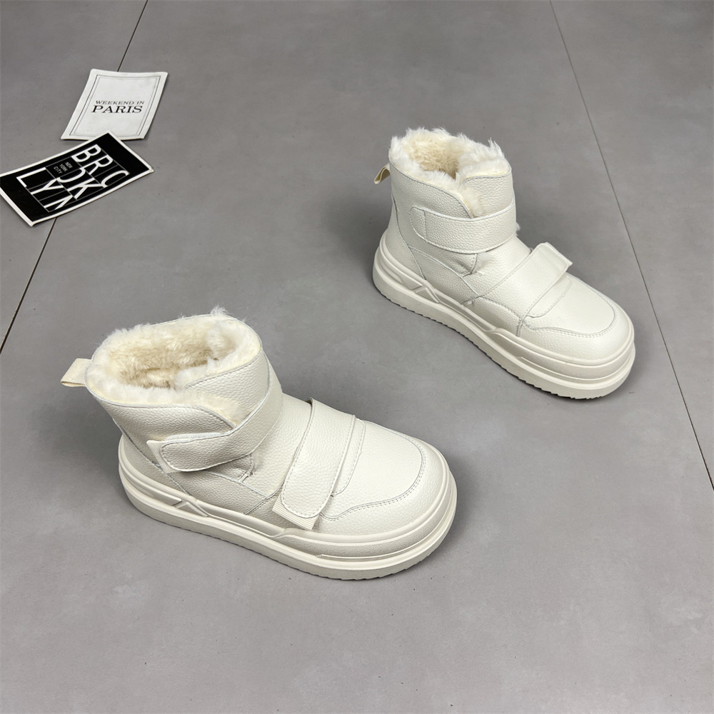 真皮羊毛魔术贴雪地靴女2025冬新款白色厚底加绒防水防滑短靴棉靴,女鞋,时尚雪地靴,淘宝优惠券,粉丝福利购,淘宝优惠卷