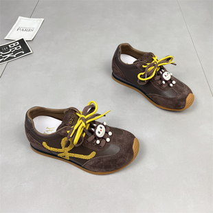 女2025秋季 百搭双鞋 真皮内增高5厘米德训鞋 新款 带时尚 休闲阿甘鞋