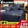 Playboy cotton 60 bông dài chủ yếu cotton bốn mảnh Châu Âu ngủ ngủ thân thiện với chăn bông - Bộ đồ giường bốn mảnh chăn ga gối forever