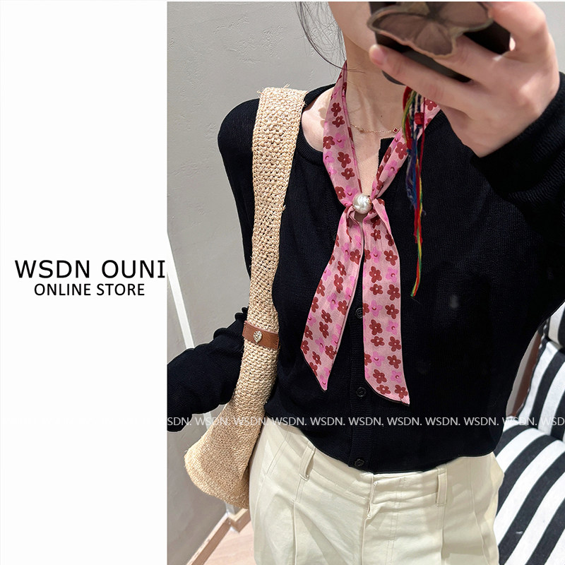 威仕蒂尼印花长条丝巾发带韩系飘带装饰围巾券后16.9元