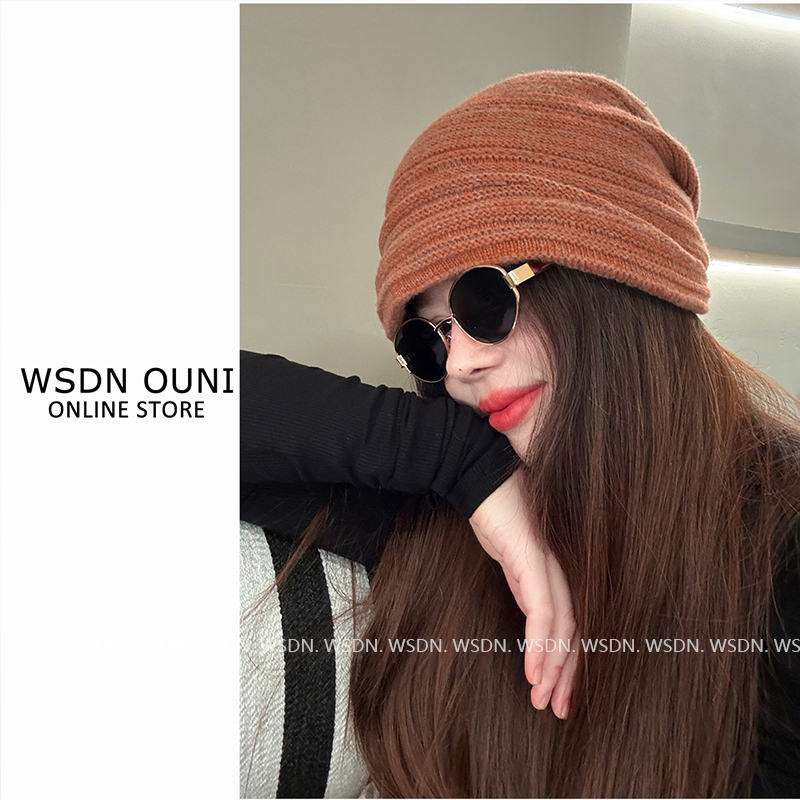 【谁带谁好看】秋冬100羊毛韩系百搭褶皱堆堆帽卷檐包头针织冷帽