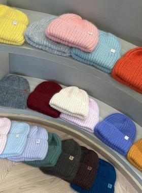 重磅 !冰岛毛多色安格拉兔毛针织帽女冬季保暖显脸小毛绒毛线帽