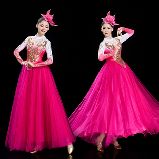 新款开场舞演出服大摆裙现代舞台大型洋气时尚大码舞蹈大合唱服装