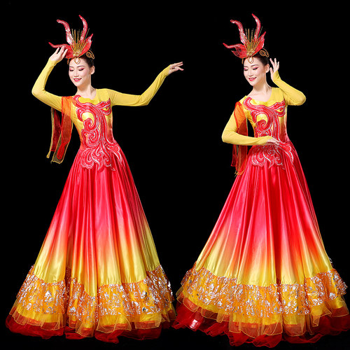 演出过渡色开场舞大摆裙