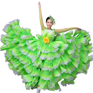 新款开场舞大摆裙女成人大气舞蹈表演服中老年广场舞歌伴演出长裙