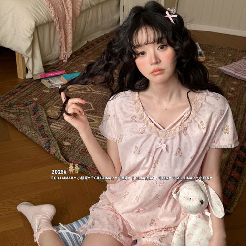 夏季甜美碎花可外穿睡衣套装女