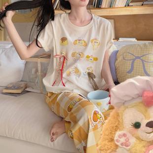 夏季 小熊家家居服 Gill 短袖 Aimar原版 可愛(ài)卡通格子褲 睡衣女款 半袖