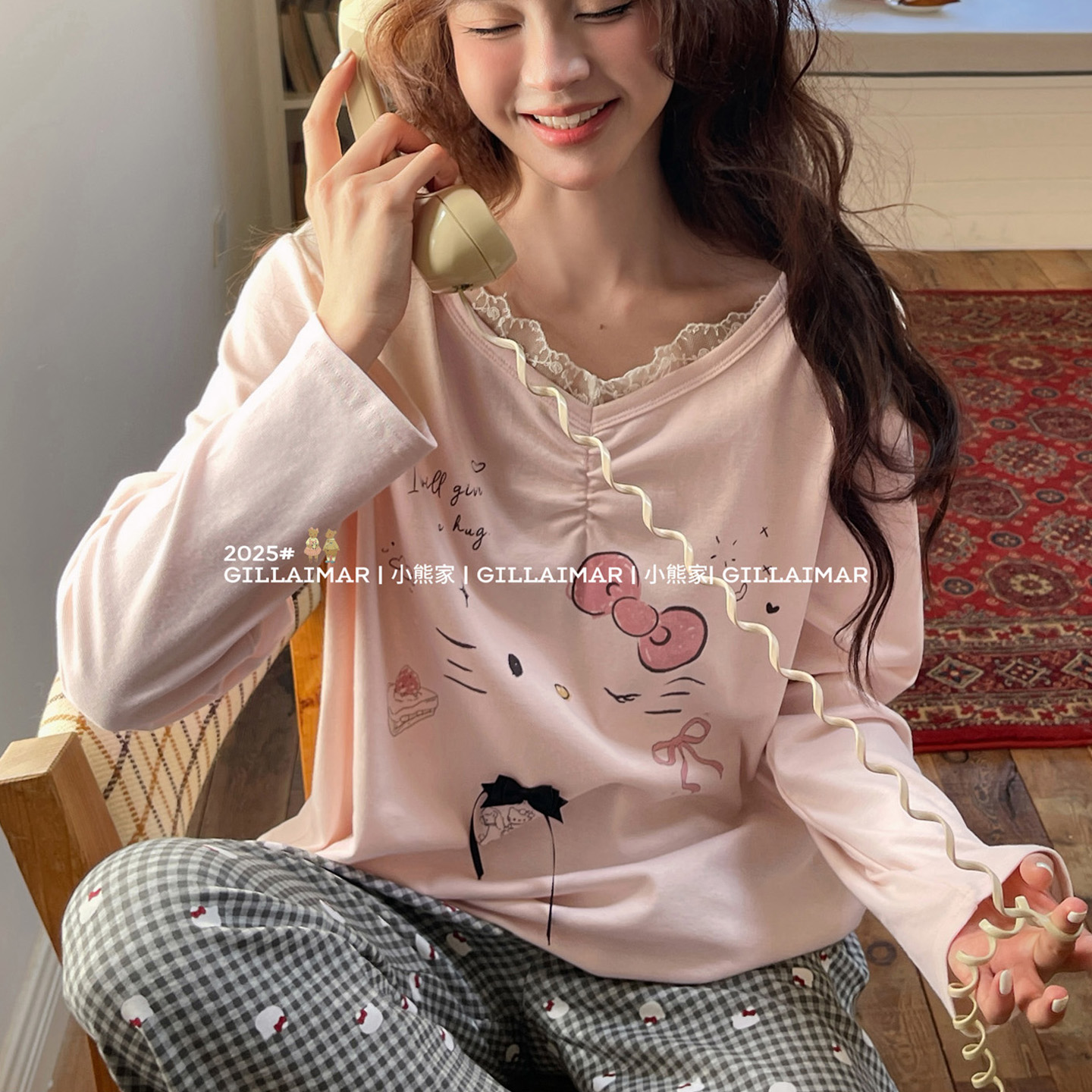 小熊家GillAimar甜美花边睡衣