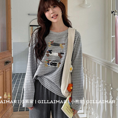 小熊家GillAimar条纹腊肠狗睡衣