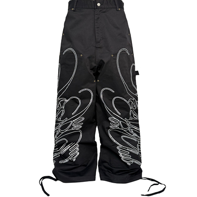 pccvision珠片绣宽松伐木裤