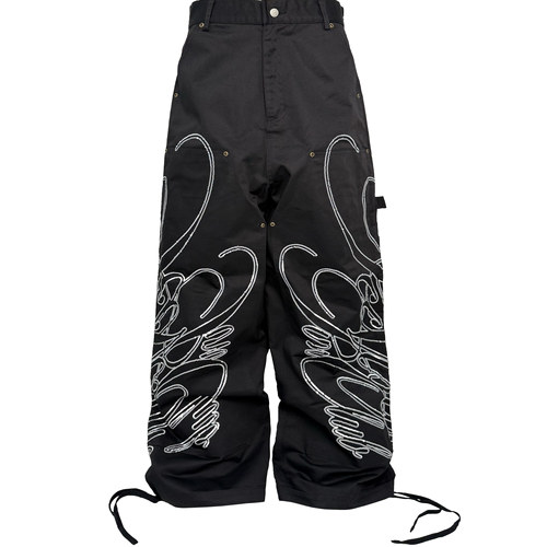 pccvision珠片绣宽松伐木裤