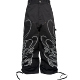 3MAN0N PCCVISION PCB银色花体珠片绣双膝黑色宽松baggy伐木裤