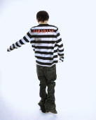 印花t恤 333PARADISE黑白条纹做旧做脏长袖 PCCVISION 3MAN0N