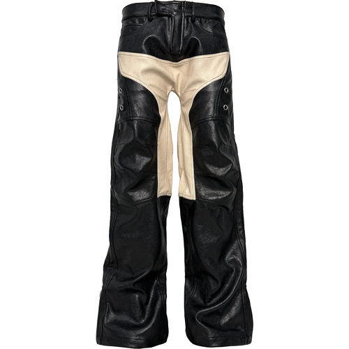 pccvision撞色刺绣pu微喇机车裤