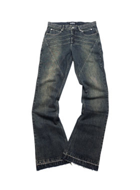 [PCCVISION] GMK x PVN WWIII联名蓝色喷脏水洗破坏直筒牛仔长裤