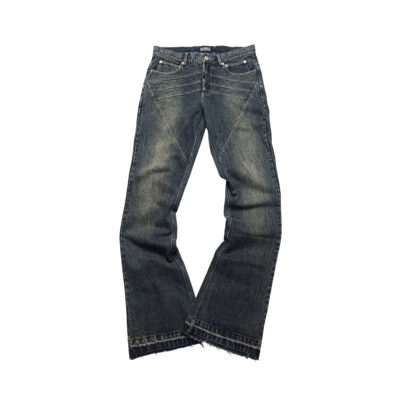 [PCCVISION] GMK x PVN WWIII联名蓝色喷脏水洗破坏直筒牛仔长裤