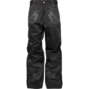 辑明线骷髅巴洛克线绣黑色宽松硬挺直筒裤 3MAN0N PCCVISION