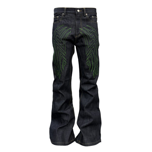 [PCCVISION] 3MAN0N 15.5盎司赤耳原浆撞色刺绣硬挺喇叭牛仔裤