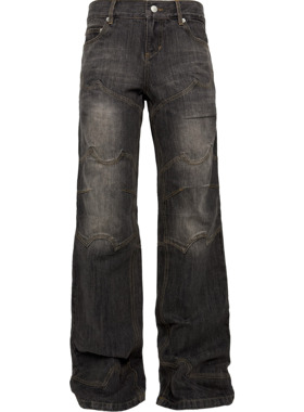 [PCCVISION] 3MAN0N 黑蓝双色水洗做旧直筒牛仔裤