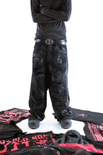 [PCCVISION] GMK x PVN WWIII联名baggy破坏做脏做旧黑色牛仔裤