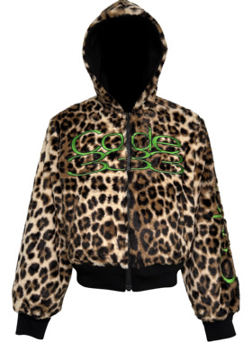 [PCCVISION] 3MAN0N CODE3绿色刺绣双面穿豹纹拉链连帽夹克