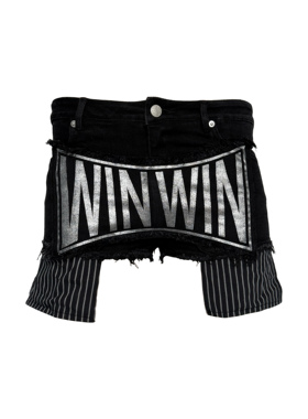 [PCCVISION] 3MAN0N 超短烫银winwin破坏紧身弹性黑色牛仔热裤