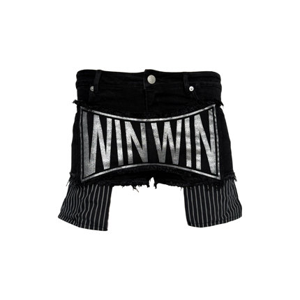 [PCCVISION] 3MAN0N 超短烫银winwin破坏紧身弹性黑色牛仔热裤