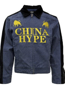 [PCCVISION] 3MAN0N CHINAHYPE 深蓝色刺绣拼接撞色宽松工装夹克