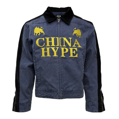 [PCCVISION] 3MAN0N CHINAHYPE 深蓝色刺绣拼接撞色宽松工装夹克