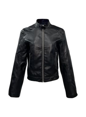 [PCCVISION] 3MAN0N biker立领拉链立体肩部剪裁插肩黑色机车皮衣