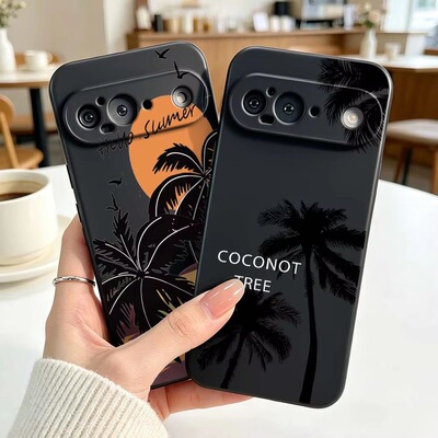 椰子树适用于谷歌pixel11proXL/10pro磨砂手机壳Google 10A/9A软壳8pro椰树Pixel9pro落日Pixel7/8软壳6A