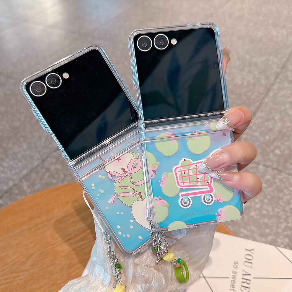 青苹果适用于三星Z Flip8/Zflip7折叠手机壳Samsung Zflip6卡通Zflip7FE镭射炫彩Z flip5可爱小清新透明硬壳