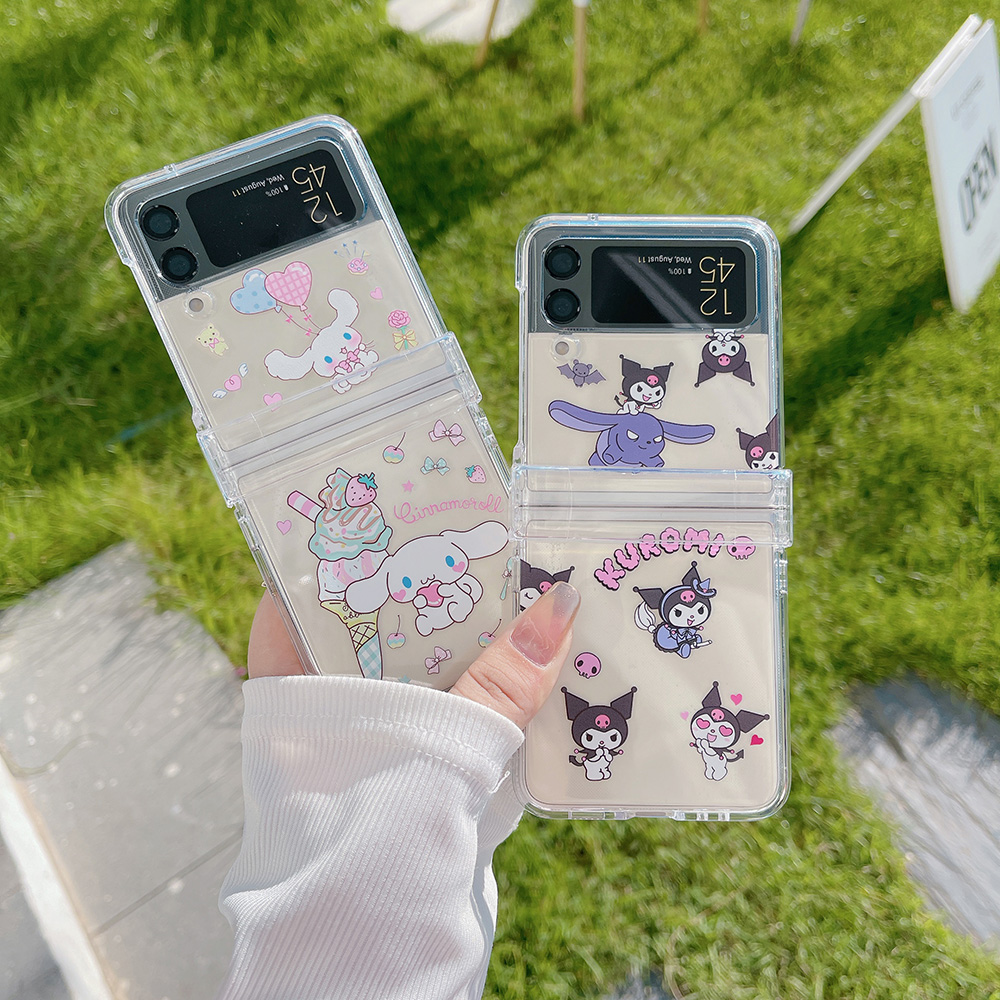适用于三星Zflip7/Zflip6折叠手机壳库洛米Samsung Zflip5美乐Zflip4带手链Zflip3大耳狗透明保护套硬壳挂绳
