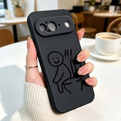 马桶小人适用于谷歌pixel11proXL/10pro磨砂手机壳Google 10A/9A软壳8pro竖指小人Pixel9pro卡通Pixel7/86A