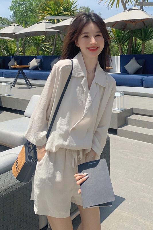 轻熟风西装套装女夏短裤两件套搭配一整套气质穿搭高级感洋气减龄,女装套装/套裙,2C016