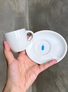 日本蓝瓶子限定BlueBottleCoffee白色迷你陶瓷杯浓缩杯咖啡杯碟组