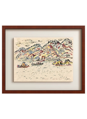 霍格艺术悬浮式装裱风景水彩画法式复古客厅装饰画中古风玄关挂画