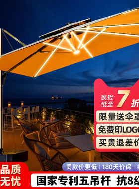 户外遮阳伞庭院伞室外露台太阳能LED灯罗马伞花园别墅大太阳伞棚