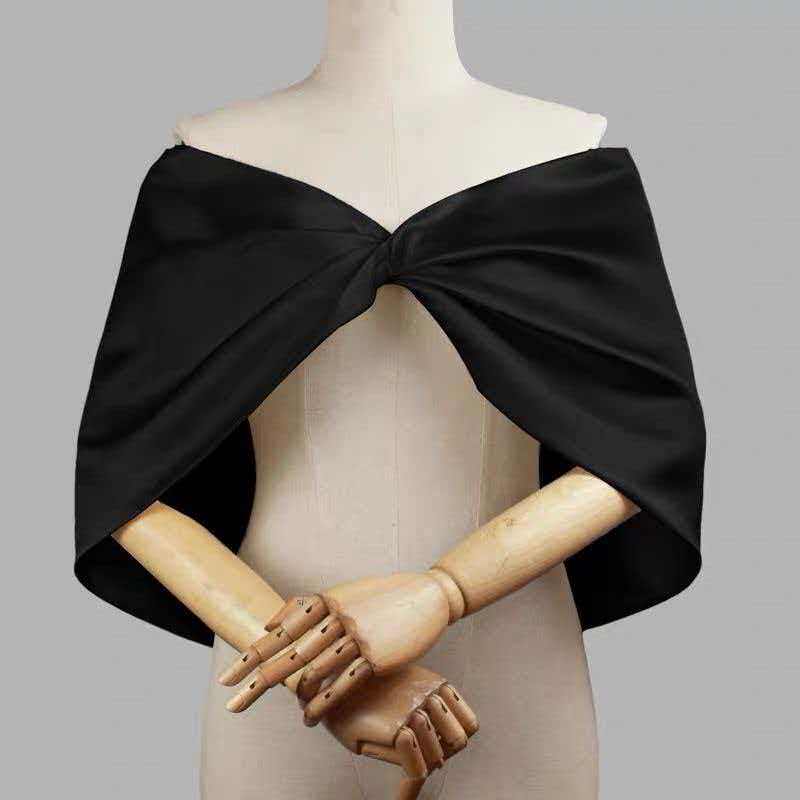 婚纱礼服缎面一字肩遮手臂可拆卸披肩新娘结婚礼服演出走秀配饰