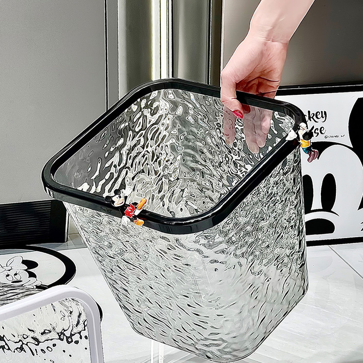 2025新款透明简约水波纹垃圾桶