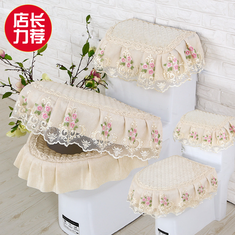 三件套欧式新款布艺四季马桶罩马桶垫马桶圈U型马桶套拉链式套