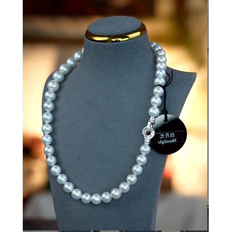 【娜点珠宝】S925银淡水珍珠(白月光)项链9-11mm 电子大证