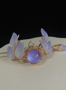 原创手工束发冠套装合集绿紫色汉服简约头饰男女通用大人小孩发饰