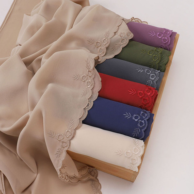 四季可用绣花雪纺围巾