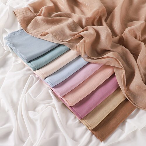 chiffon scarf 纯色银丝雪纺薄款围巾长巾百搭透气细褶舒适女披肩