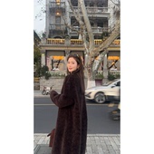 轻熟高级感100羊毛外套女2026新款 长款 宽松遮肉显瘦皮毛一体大衣